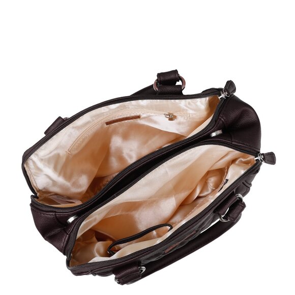 Vegan Leather Women’s Brown Handbag – Top Handle Satchel with Crossbody Strap - Picture 5 of 11